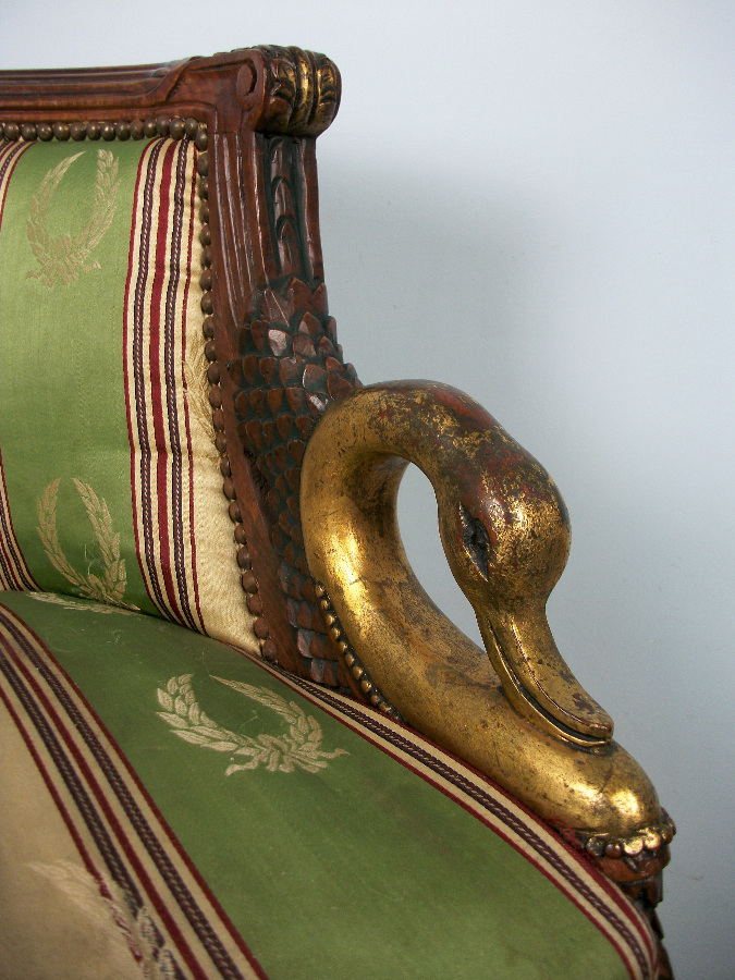 Empire Style Gilt Walnut Tub Shaped Desk Chair